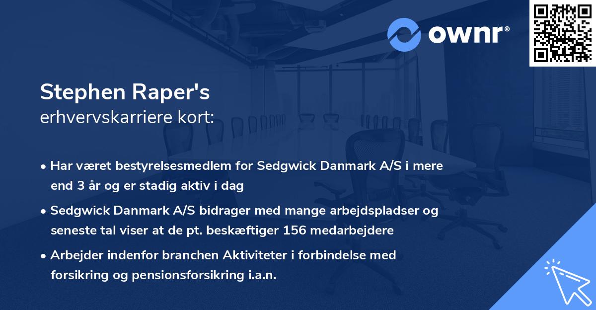 Stephen Raper's erhvervskarriere kort