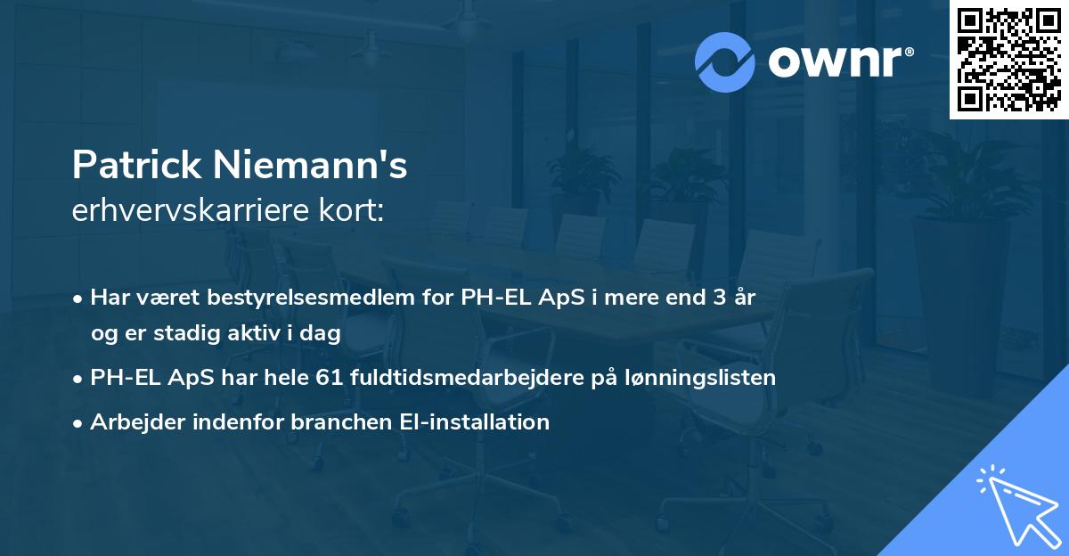 Patrick Niemann's erhvervskarriere kort