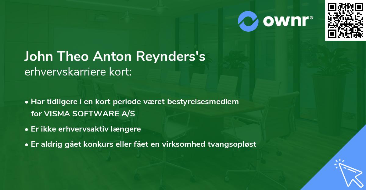 John Theo Anton Reynders's erhvervskarriere kort