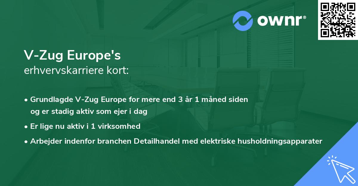 V-Zug Europe's erhvervskarriere kort