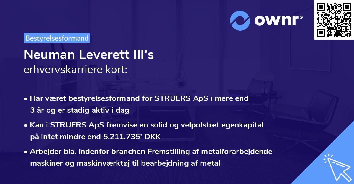 Neuman Leverett III's erhvervskarriere kort