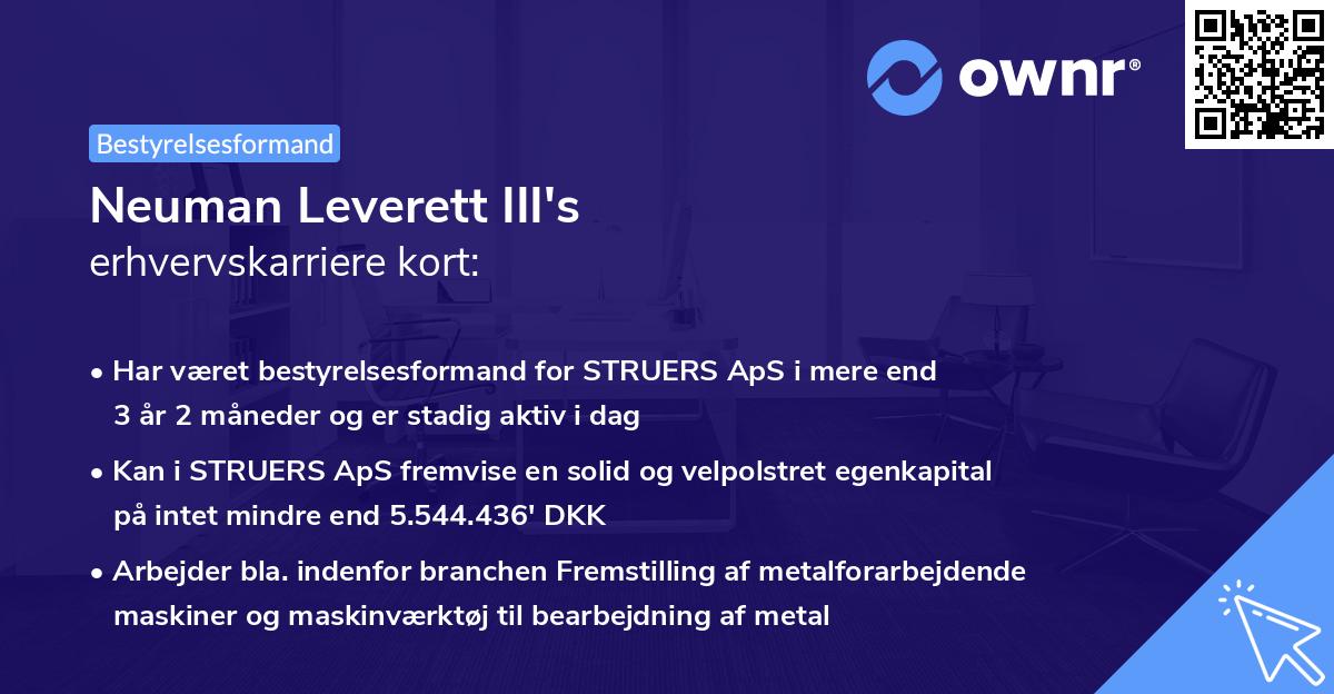 Neuman Leverett III's erhvervskarriere kort