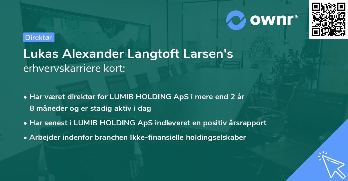 Lukas Alexander Langtoft Larsen's erhvervskarriere kort