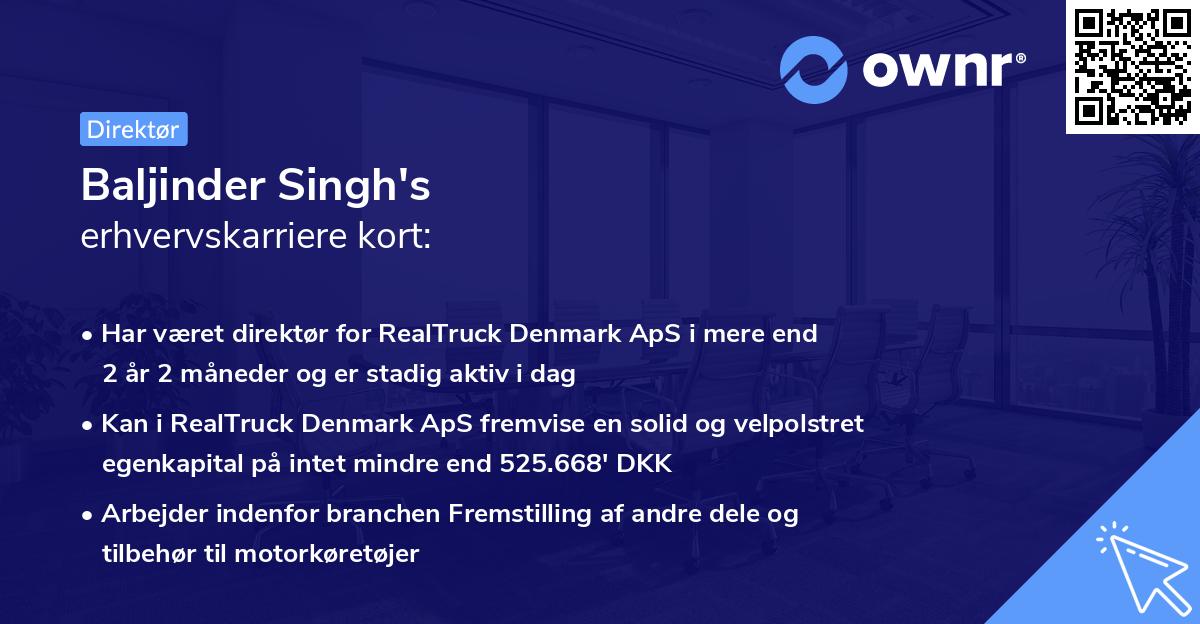 Baljinder Singh's erhvervskarriere kort