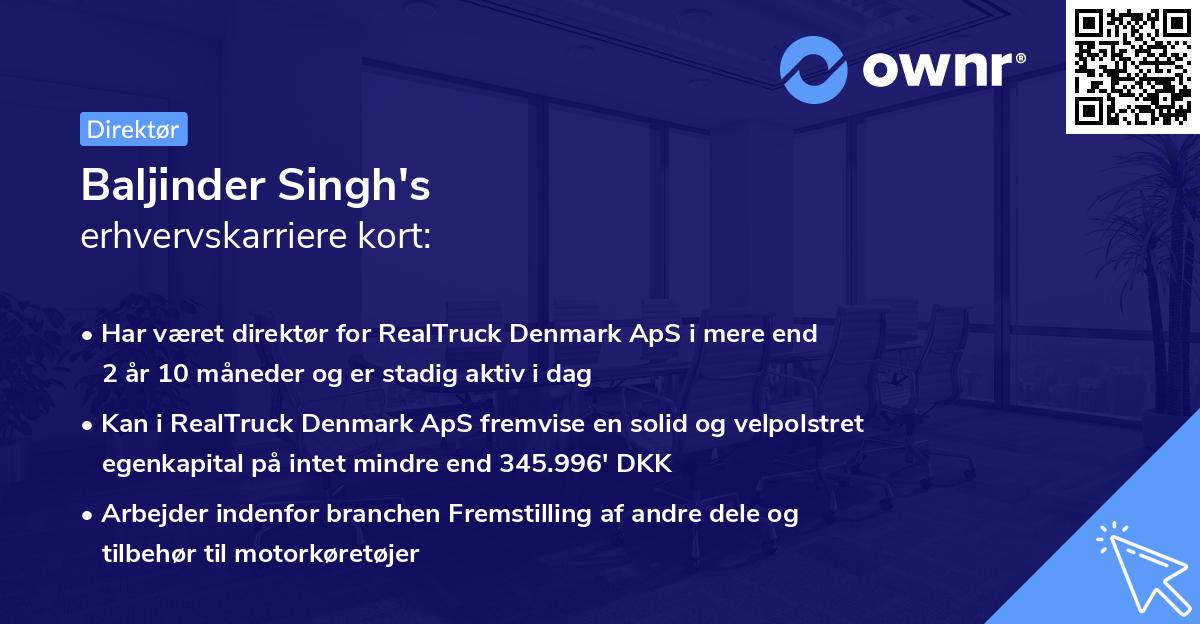 Baljinder Singh's erhvervskarriere kort