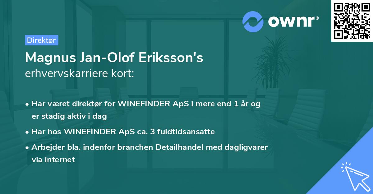 Magnus Jan-Olof Eriksson's erhvervskarriere kort