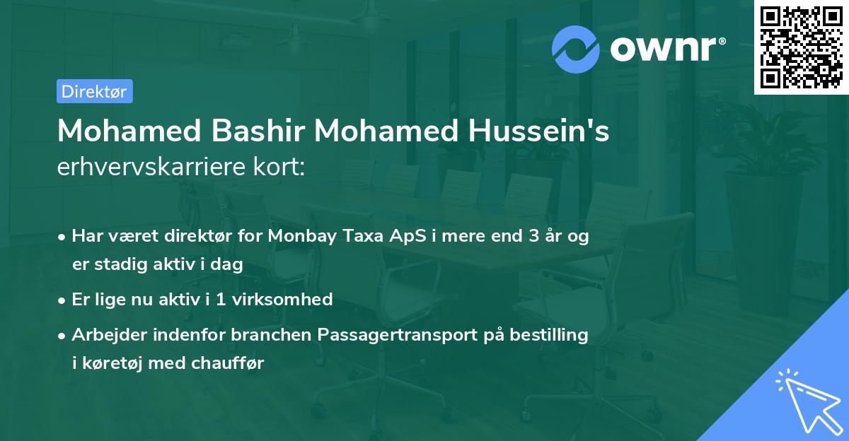 Mohamed Bashir Mohamed Hussein's erhvervskarriere kort
