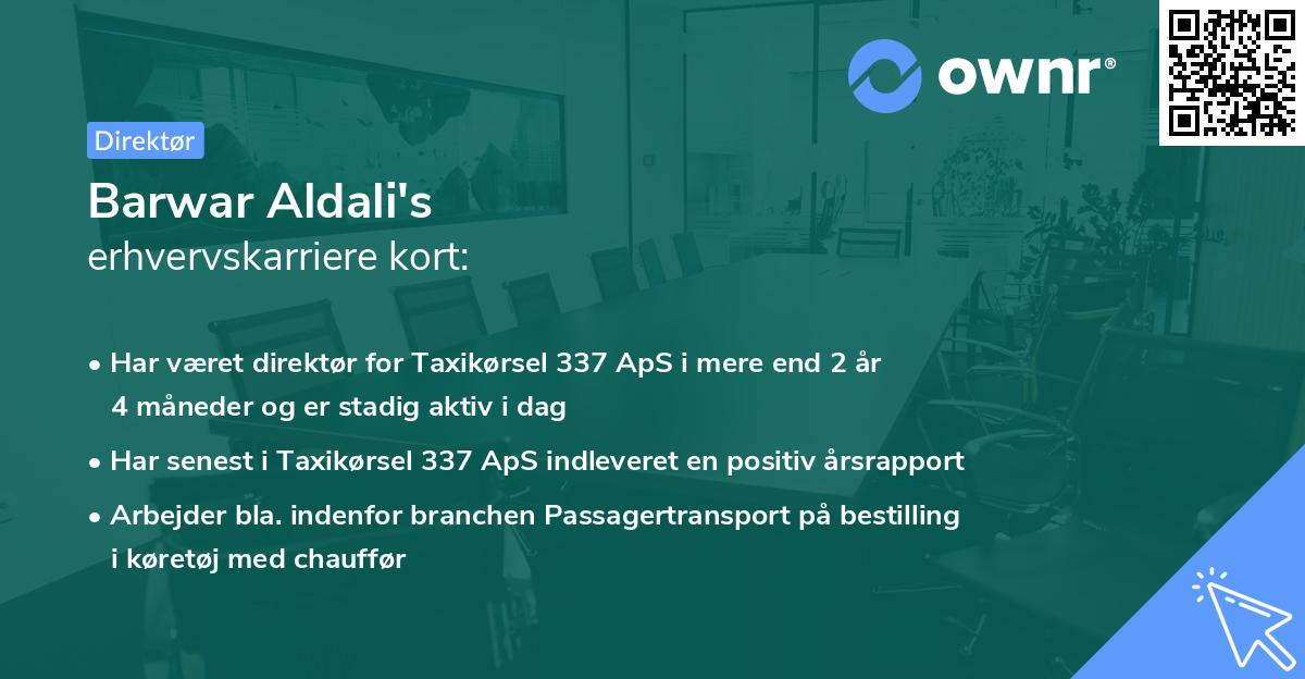 Barwar Aldali's erhvervskarriere kort