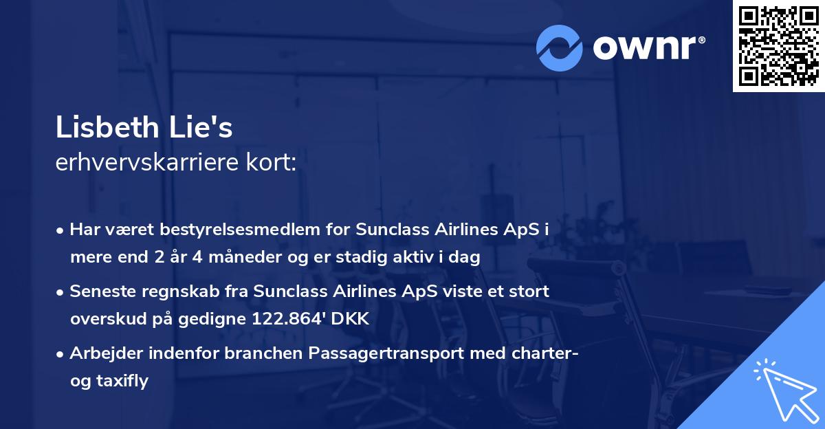Lisbeth Lie's erhvervskarriere kort