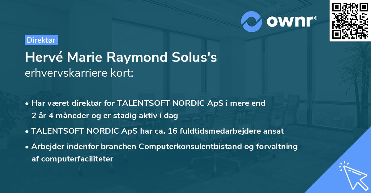 Hervé Marie Raymond Solus's erhvervskarriere kort