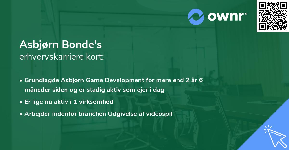 Asbjørn Bonde's erhvervskarriere kort