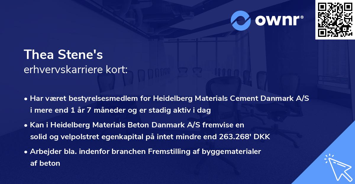 Thea Stene's erhvervskarriere kort