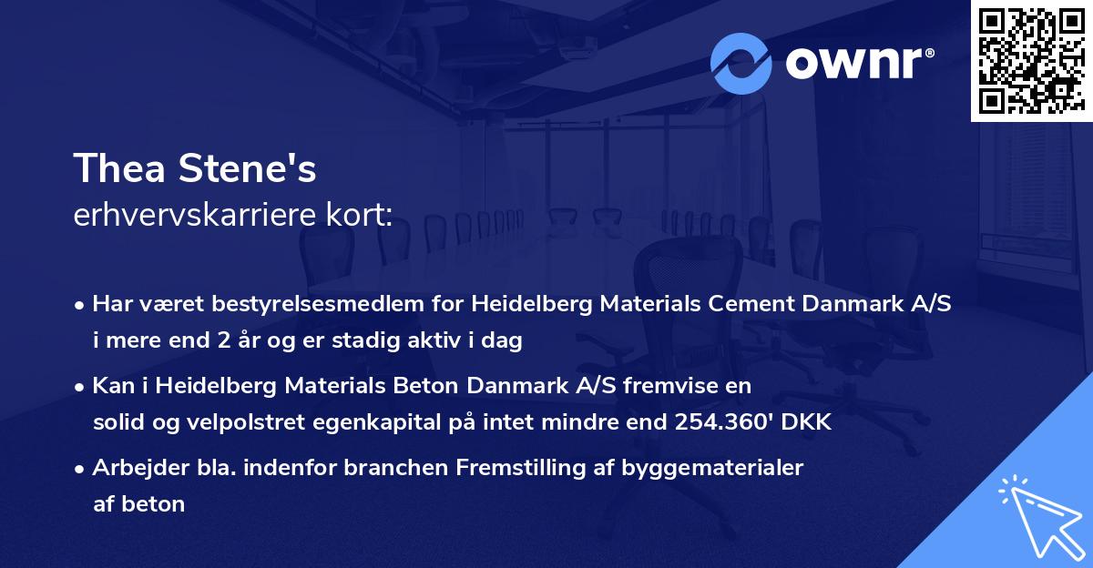 Thea Stene's erhvervskarriere kort
