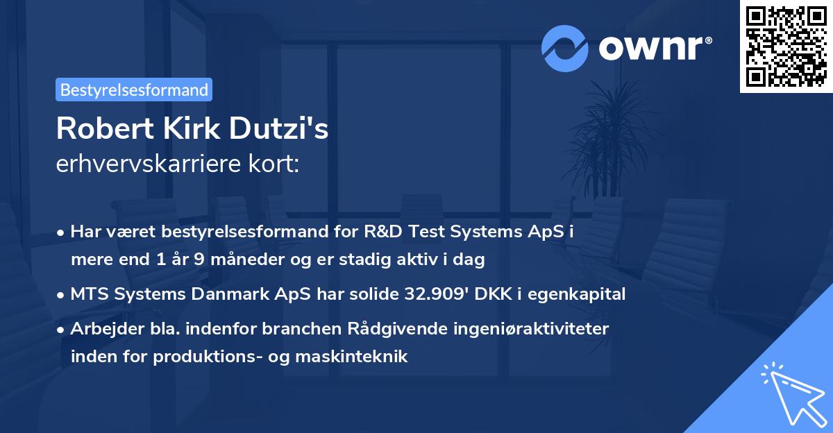 Robert Kirk Dutzi's erhvervskarriere kort