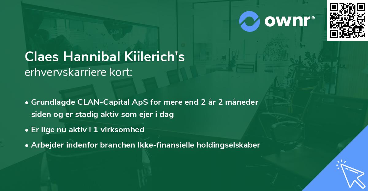 Claes Hannibal Kiilerich's erhvervskarriere kort