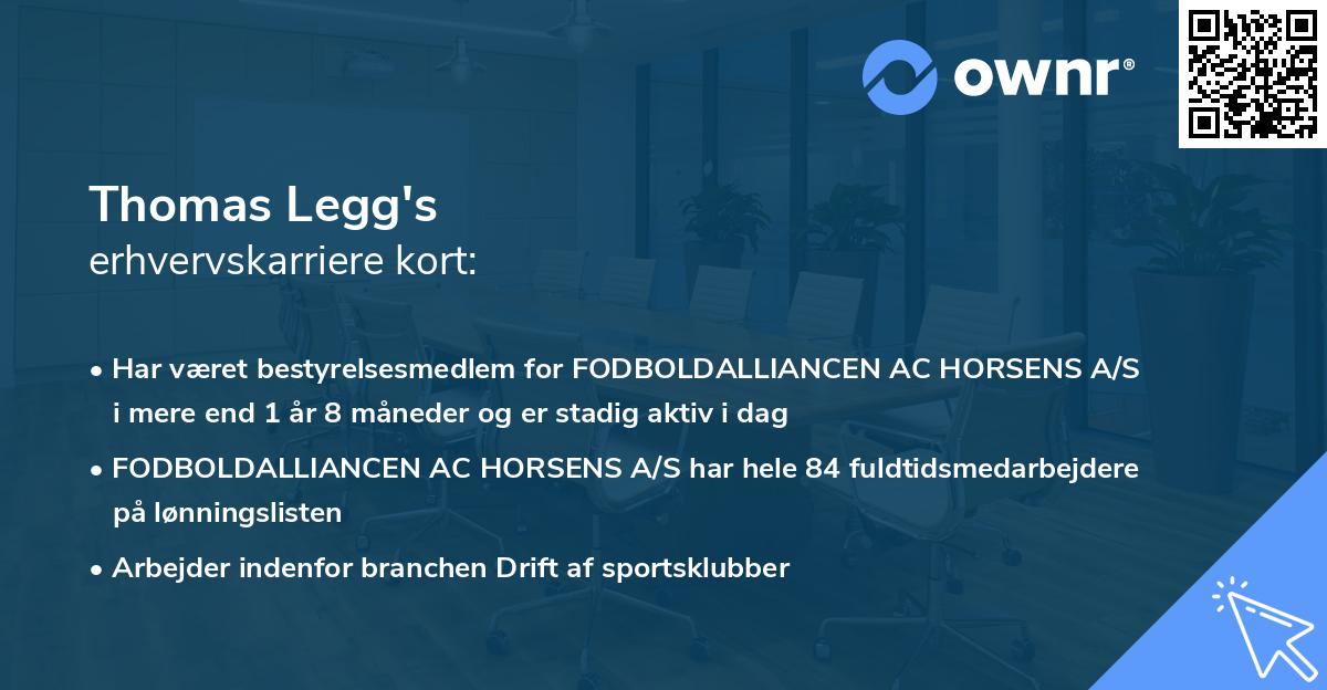 Thomas Legg's erhvervskarriere kort