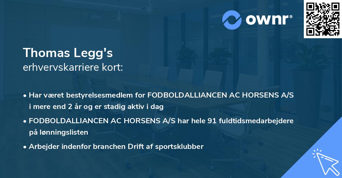 Thomas Legg's erhvervskarriere kort