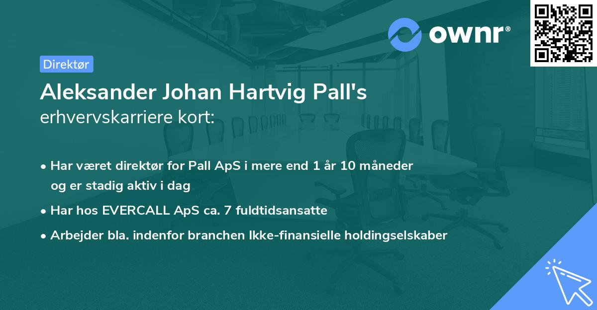 Aleksander Johan Hartvig Pall's erhvervskarriere kort