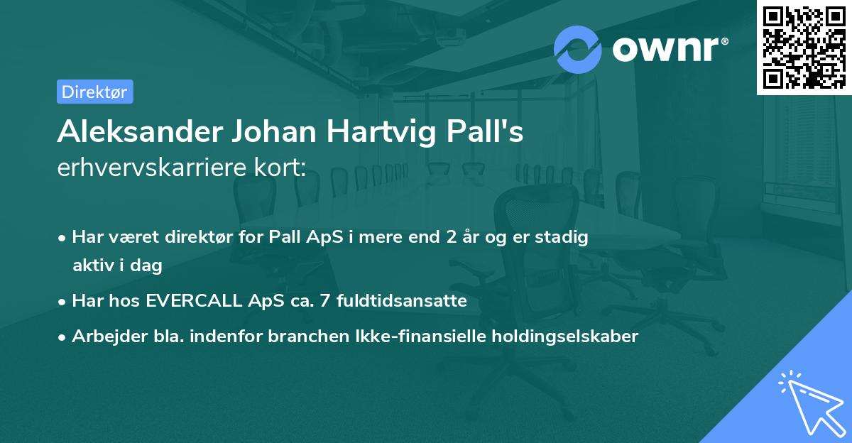 Aleksander Johan Hartvig Pall's erhvervskarriere kort