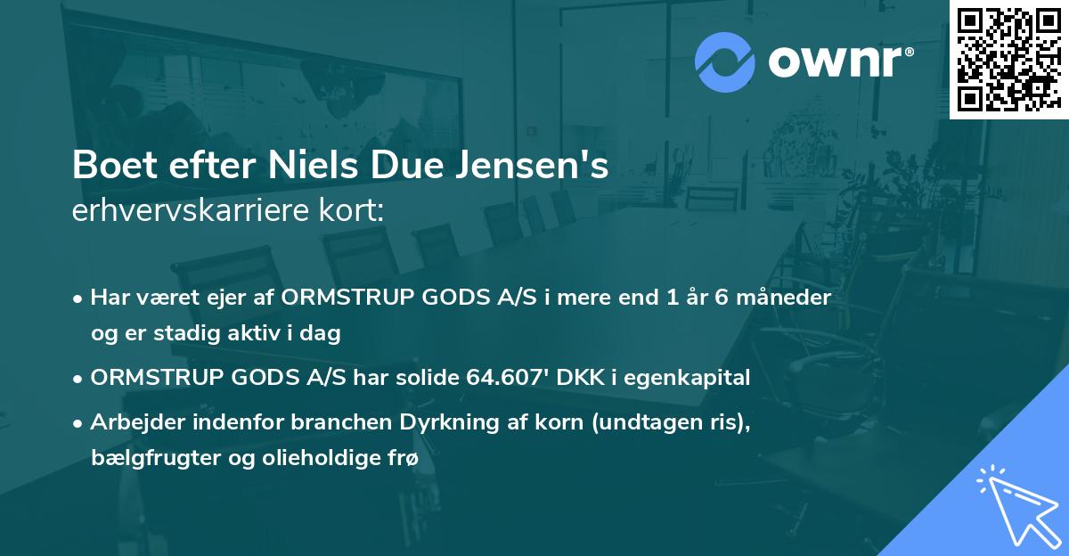 Boet efter Niels Due Jensen's erhvervskarriere kort