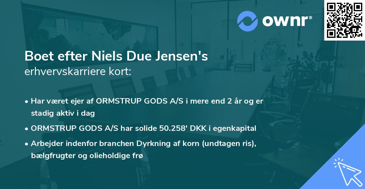 Boet efter Niels Due Jensen's erhvervskarriere kort