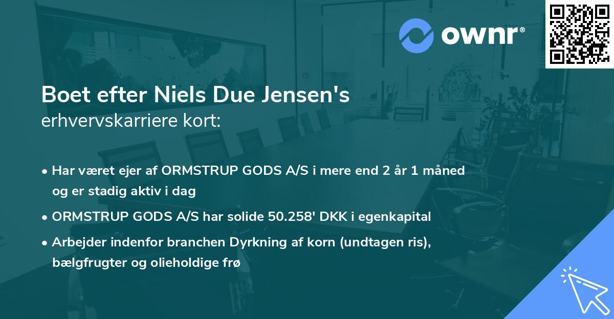 Boet efter Niels Due Jensen's erhvervskarriere kort