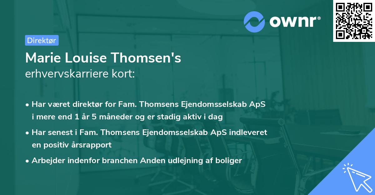 Marie Louise Thomsen's erhvervskarriere kort