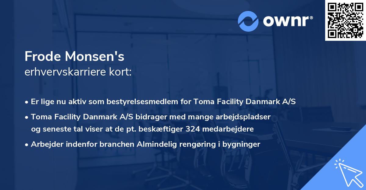 Frode Monsen's erhvervskarriere kort