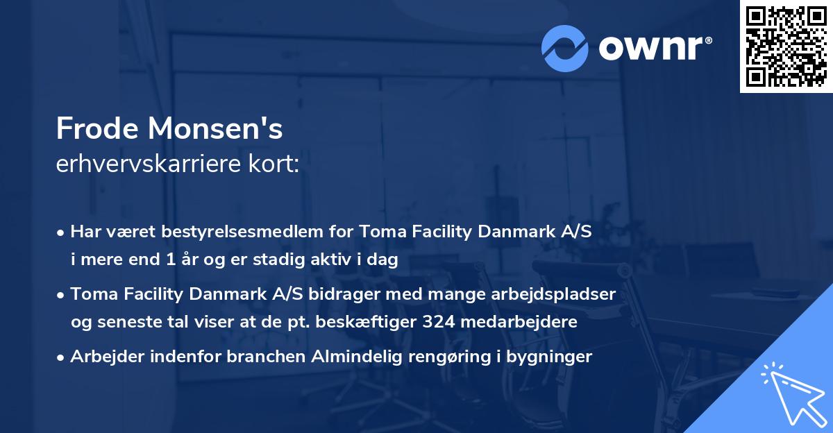 Frode Monsen's erhvervskarriere kort