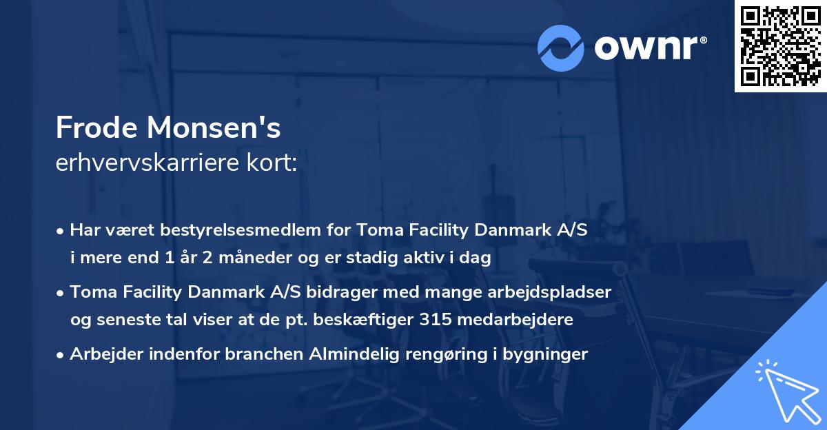 Frode Monsen's erhvervskarriere kort