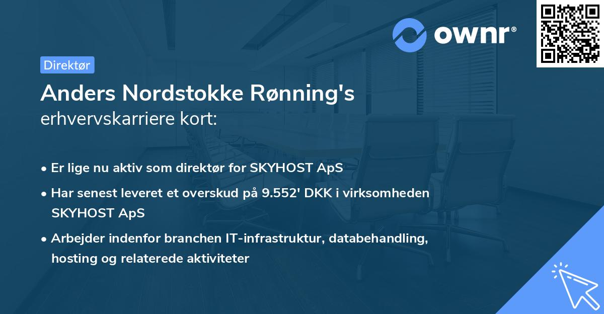 Anders Nordstokke Rønning's erhvervskarriere kort