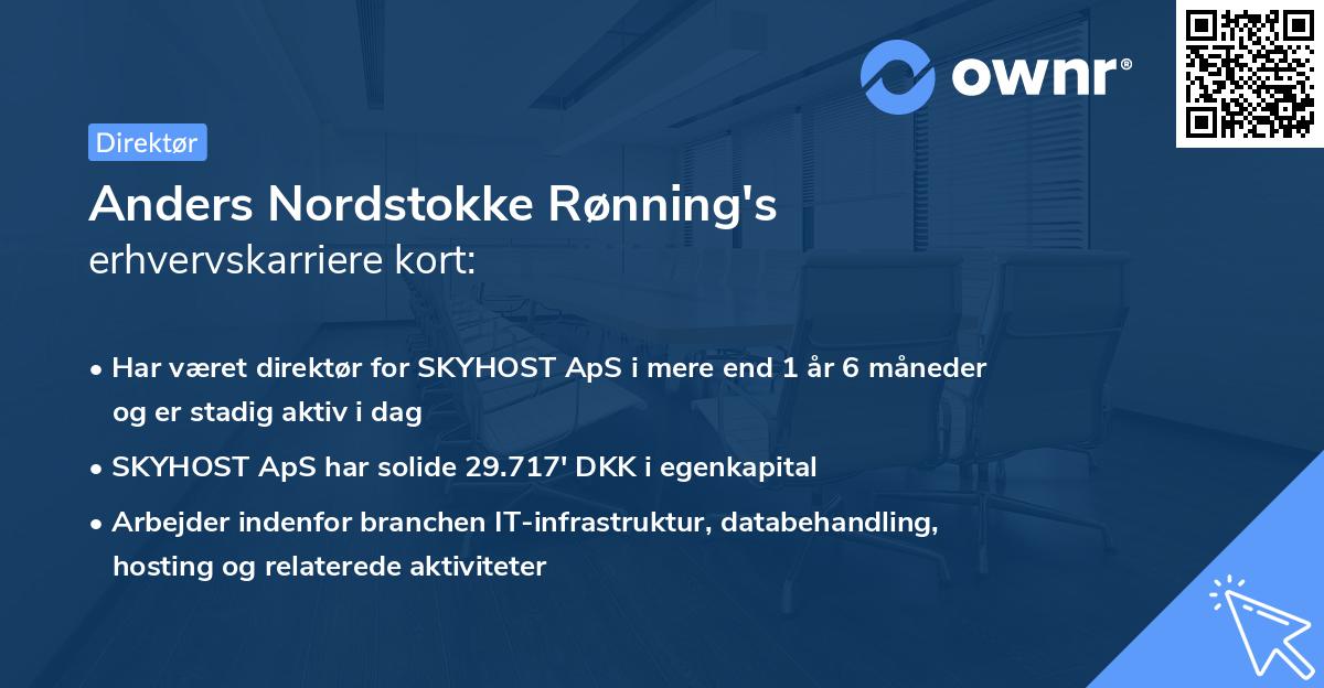 Anders Nordstokke Rønning's erhvervskarriere kort