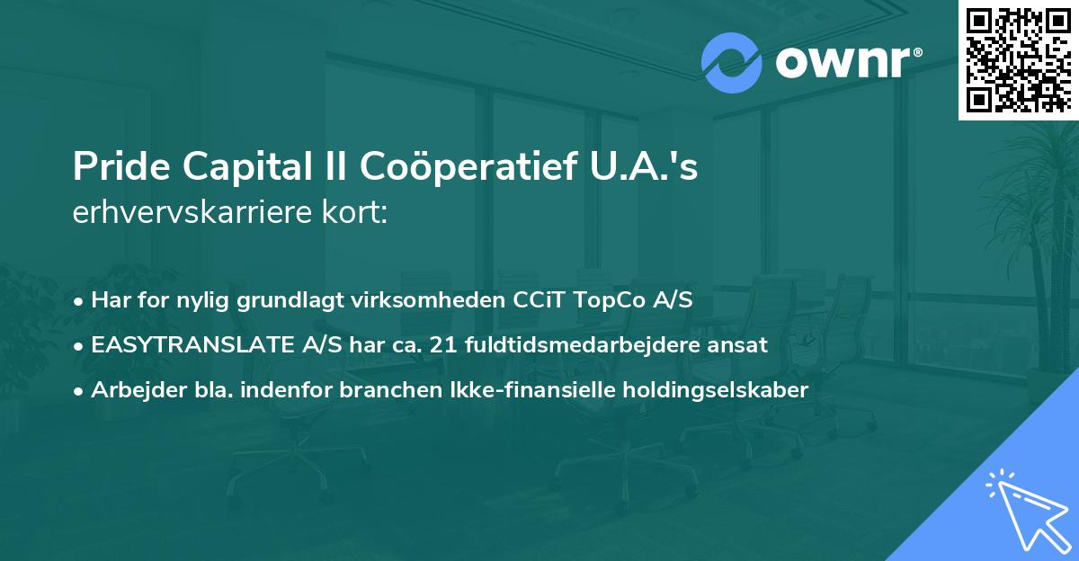 Pride Capital II Coöperatief U.A.'s erhvervskarriere kort