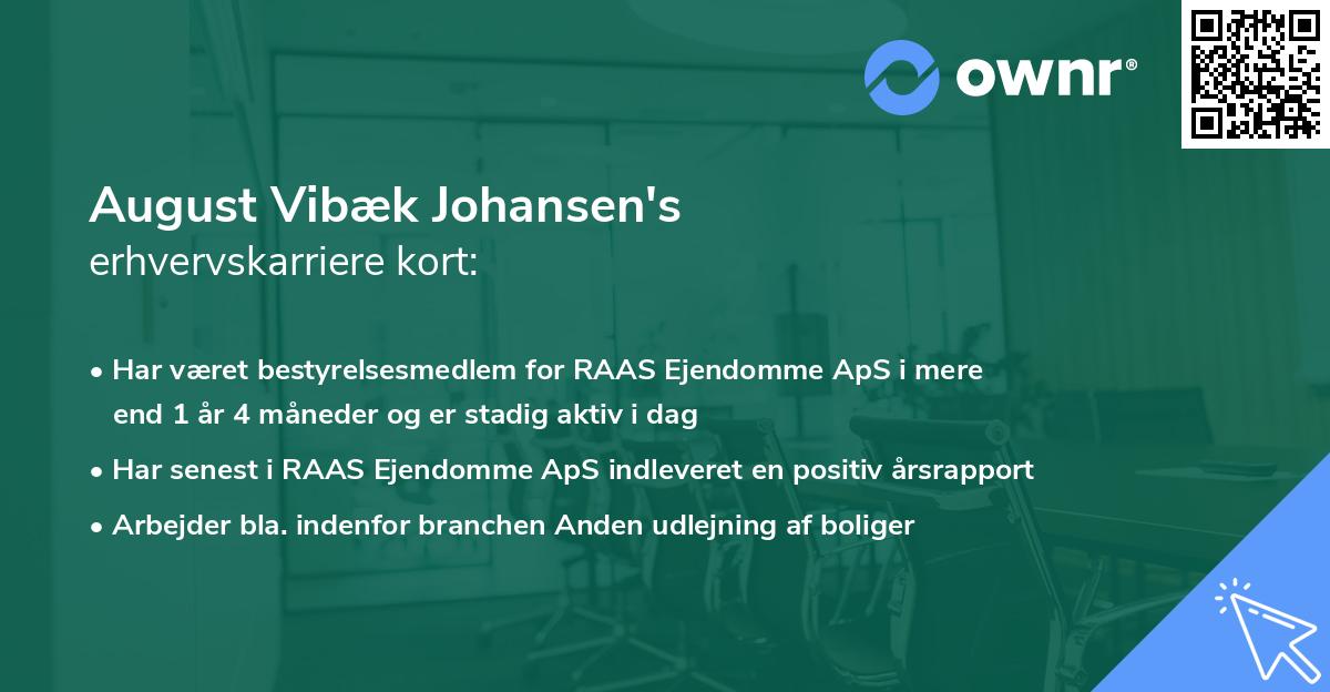 August Vibæk Johansen's erhvervskarriere kort