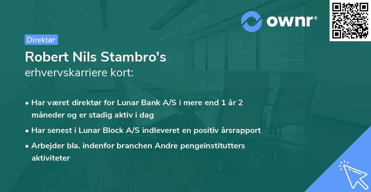 Robert Nils Stambro's erhvervskarriere kort