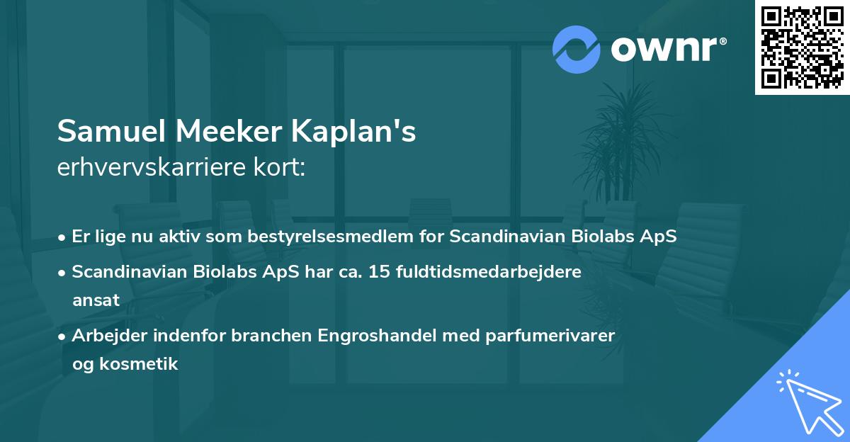 Samuel Meeker Kaplan's erhvervskarriere kort