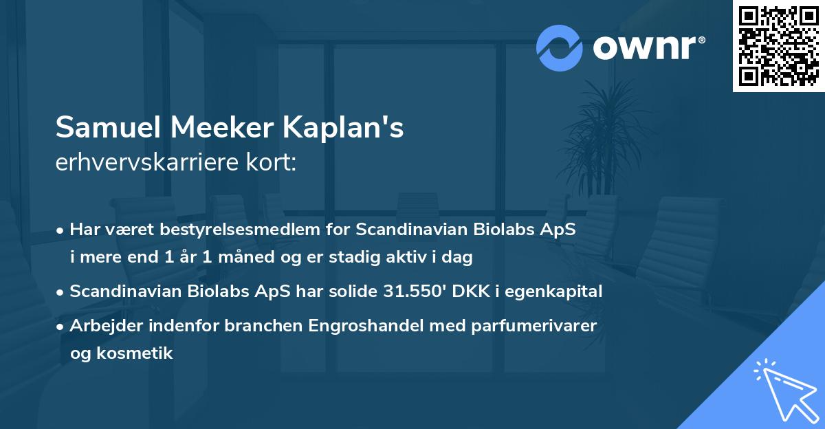 Samuel Meeker Kaplan's erhvervskarriere kort
