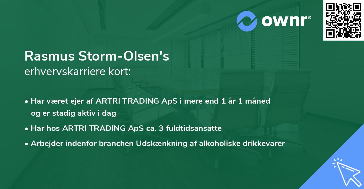 Rasmus Storm-Olsen's erhvervskarriere kort