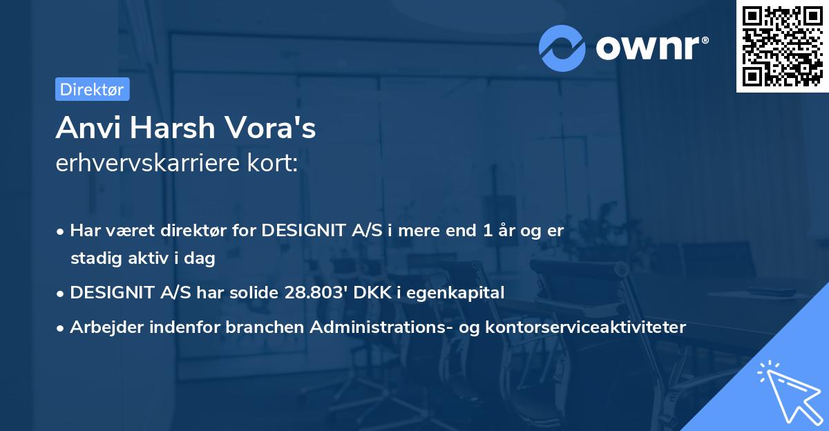 Anvi Harsh Vora's erhvervskarriere kort