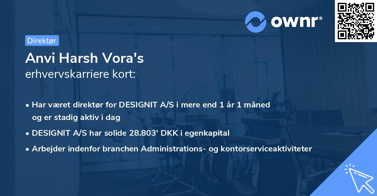 Anvi Harsh Vora's erhvervskarriere kort