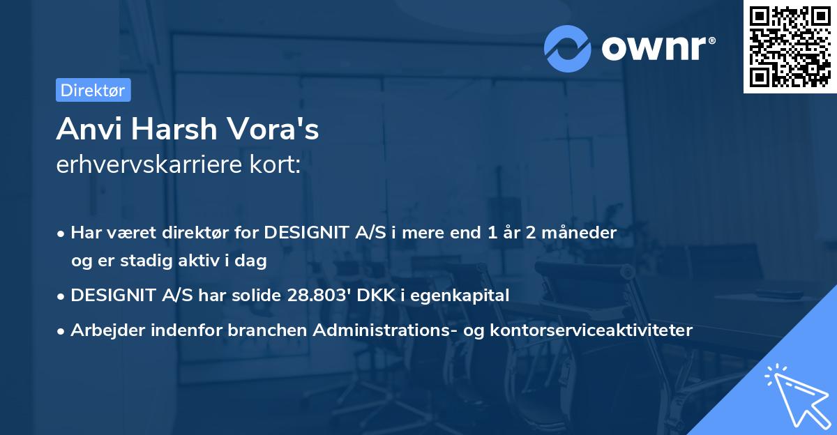 Anvi Harsh Vora's erhvervskarriere kort