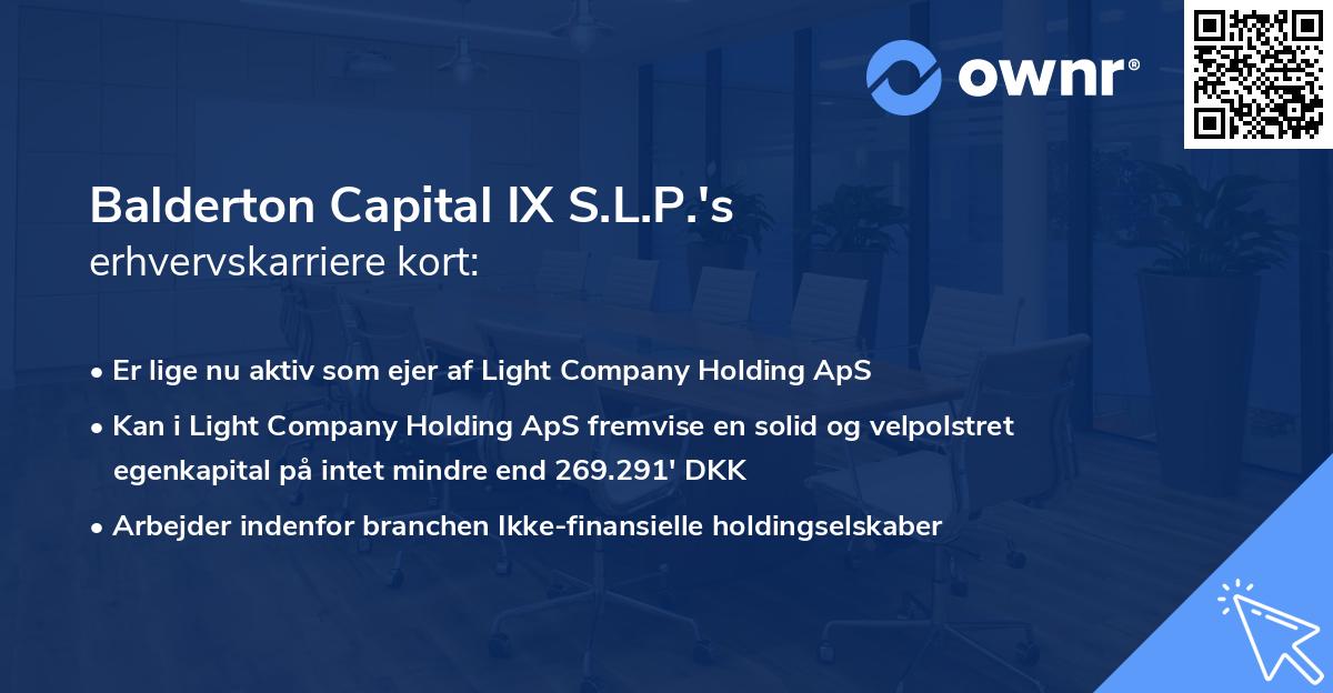 Balderton Capital IX S.L.P.'s erhvervskarriere kort
