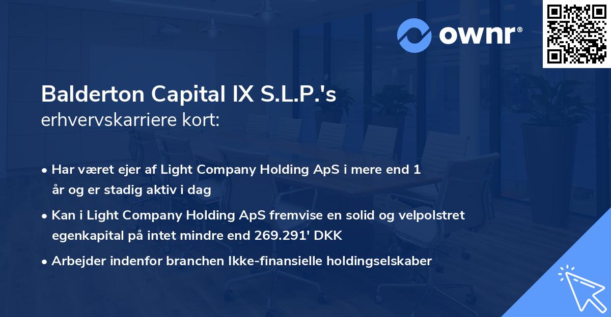 Balderton Capital IX S.L.P.'s erhvervskarriere kort