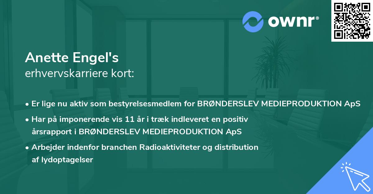 Anette Engel's erhvervskarriere kort