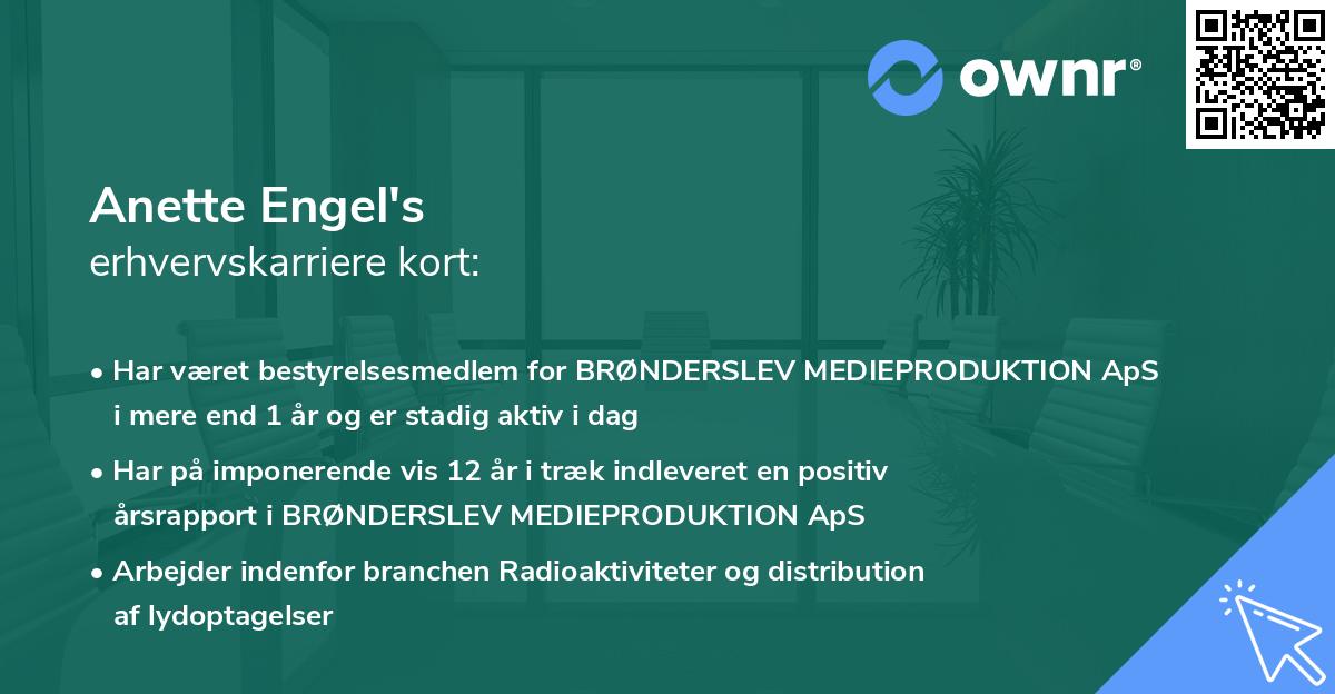 Anette Engel's erhvervskarriere kort
