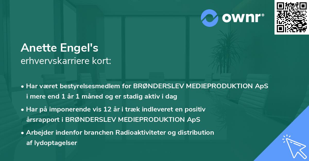 Anette Engel's erhvervskarriere kort