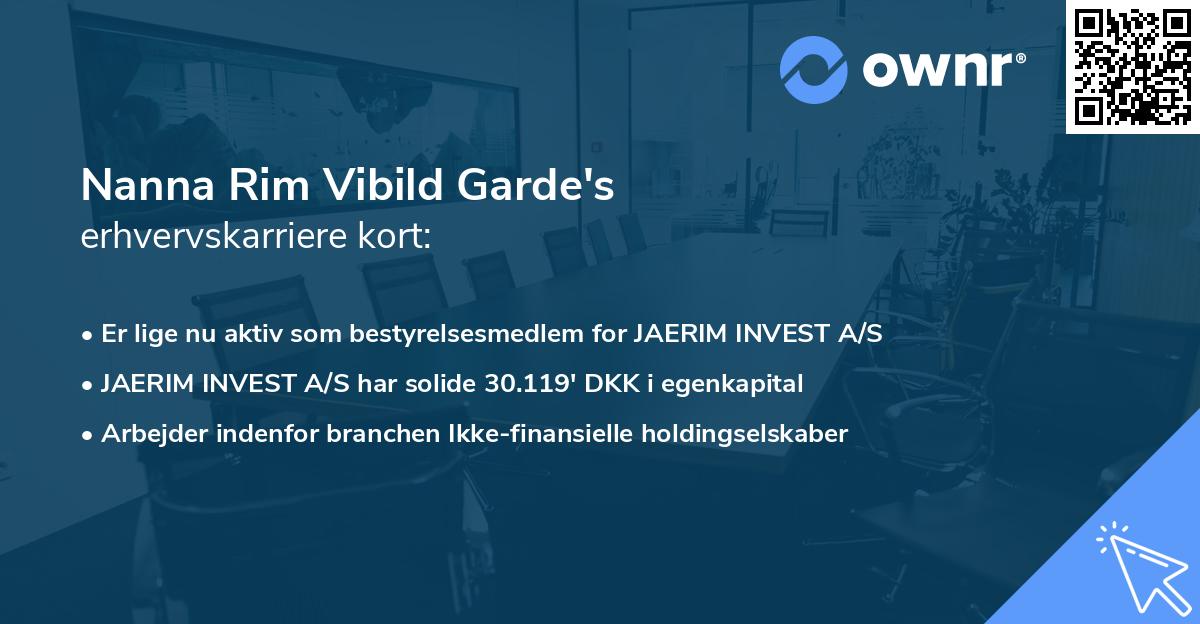 Nanna Rim Vibild Garde's erhvervskarriere kort