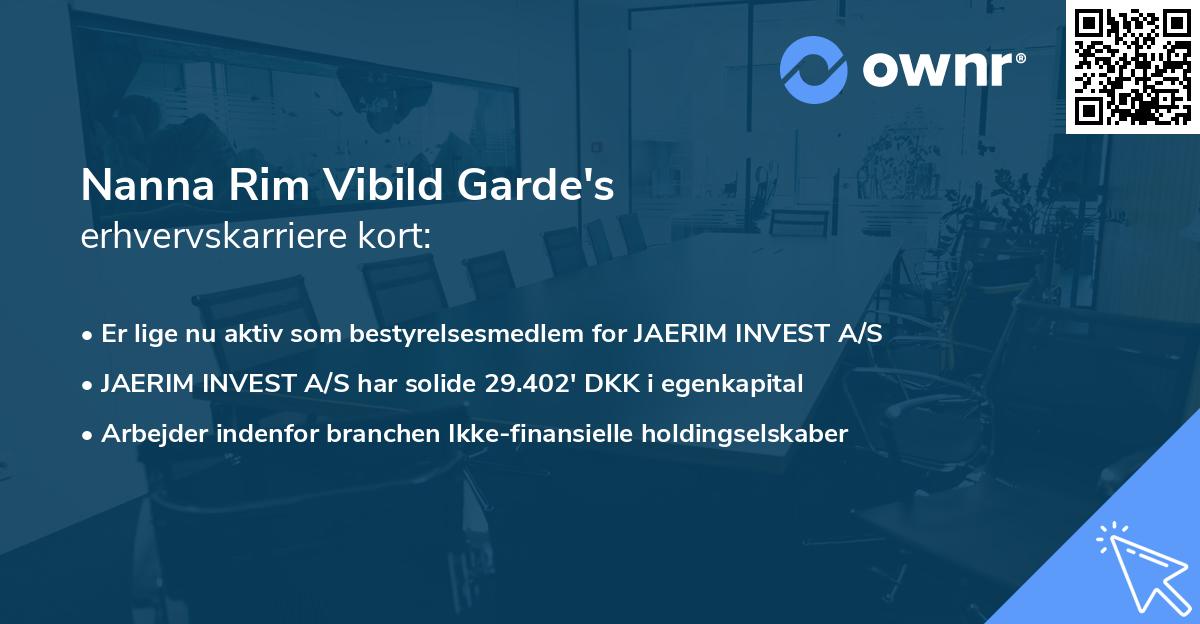 Nanna Rim Vibild Garde's erhvervskarriere kort