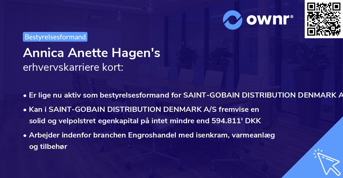 Annica Anette Hagen's erhvervskarriere kort