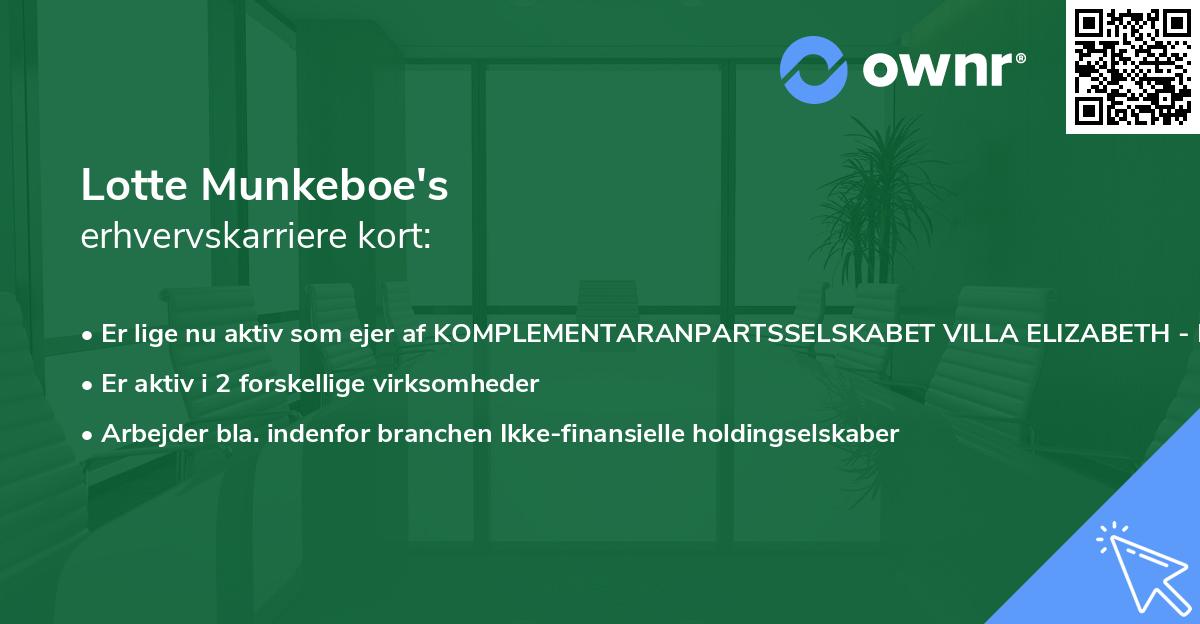 Lotte Munkeboe's erhvervskarriere kort